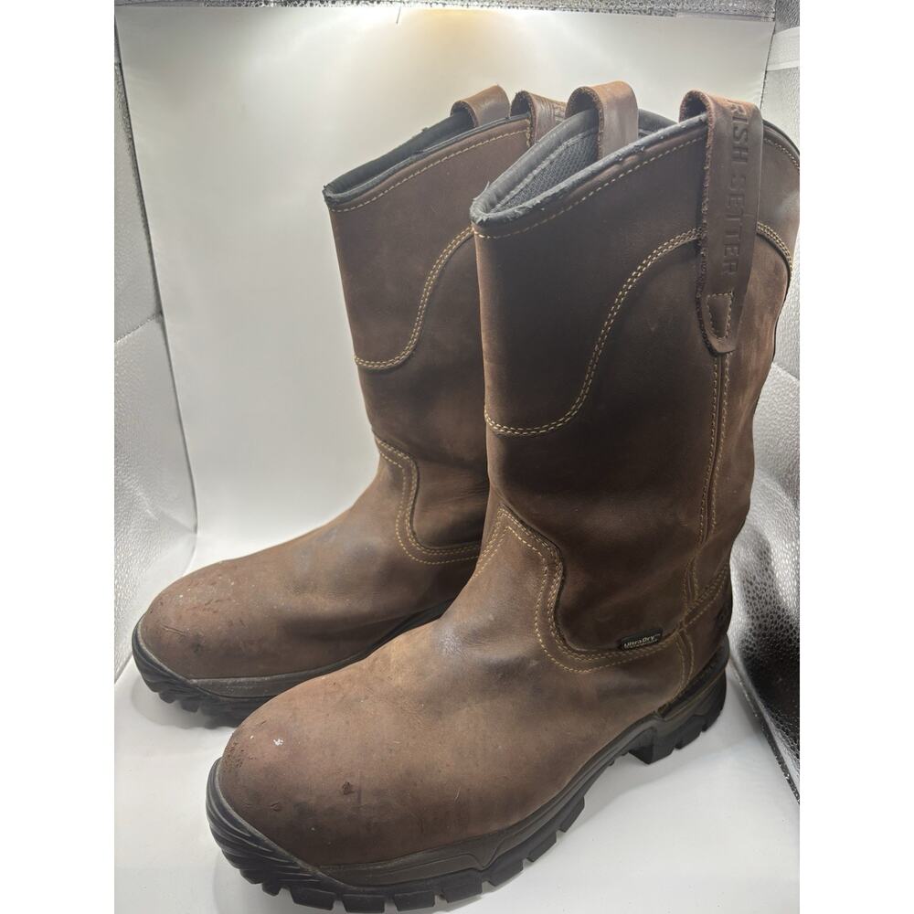 Irish Setter 83906 Pull On Work Boots Men's Brown 11 Leather Vibram Sole EH